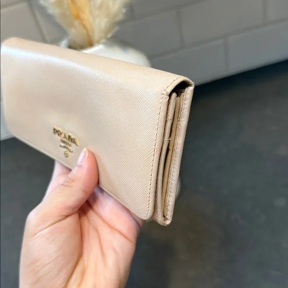 PRADA Saffiano leather wallet nude peach color